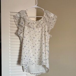 LOFT WOMEN’S FLORAL WHITE BLOUSE